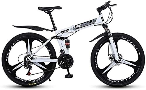 Zusammenklappbare Mountainbike : FanYu-Mountainbike für Erwachsene Leichte Aluminium-Vollfederung Rahmenfedergabel Scheibenbremse Weiß C.