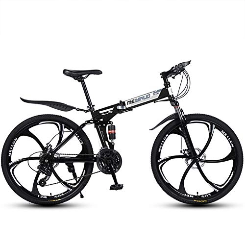 Zusammenklappbare Mountainbike : FXMJ 26 Zoll Mountainbike für Erwachsene, Unisex-Faltrad für den Außenbereich, 27-Gang MTB Fahrräder mit Vollfederung, Doppelscheibenbremsräder