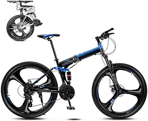 Zusammenklappbare Mountainbike : HongLianRiven Bikes 24-26 Zoll MTB Fahrrad, Unisex Folding Pendler Fahrrad, 30-Gang Getriebe Faltbare Fahrrad, Doppelscheibenbremse / Blau / A Rad / 24' 5-25