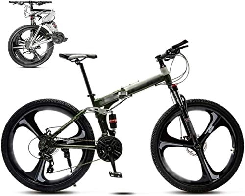 Zusammenklappbare Mountainbike : HongLianRiven Bikes 24-26 Zoll MTB Fahrrad, Unisex Folding Pendler Fahrrad, 30-Gang Getriebe Faltbare Fahrrad, Doppelscheibenbremse / Grn / A Rad / 24' 5-25