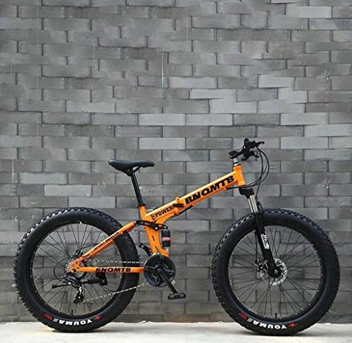 Zusammenklappbare Mountainbike : HongLianRiven BMX Fat Tire Erwachsene Mountain Bike, Doppelscheibenbremse / Cruiser Bikes, Strand Snowmobile Fahrrad, 24 Zoll Alufelgen 5-25 (Color : Orange, Size : 27 Speed)