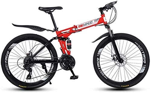 Zusammenklappbare Mountainbike : HongLianRiven BMX Folding Variable Speed 26 Zoll Mountainbike, 21-24 - 27 Beschleunigt Leichte hochgekohlt Stahlrahmen-Bikes, Doppelscheibenbremse Fahrrad 5-25 (Color : Red, Size : 21speed)