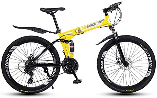Zusammenklappbare Mountainbike : HongLianRiven BMX Folding Variable Speed 26 Zoll Mountainbike, 21-24 - 27 Beschleunigt Leichte hochgekohlt Stahlrahmen-Bikes, Doppelscheibenbremse Fahrrad 5-25 (Color : Yellow, Size : 27speed)