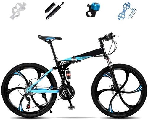 Zusammenklappbare Mountainbike : HongLianRiven Fahrrder Fahrrad-Folding, 27-Gang-Doppelscheibenbremse Fully Fahrrad, Off-Road Variable Speed Bikes mit Doppelscheibenbremse 5-27 (Color : Blue, Size : 26'')