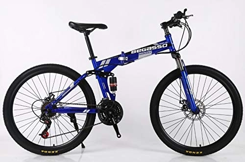 Zusammenklappbare Mountainbike : Hycy 26-Zoll-Mountainbike 21-Fach-Faltende Doppelscheibenbremsen Geschwindigkeit Doppelte Stoßdämpfung EIN Rad Mountainbike, Blue