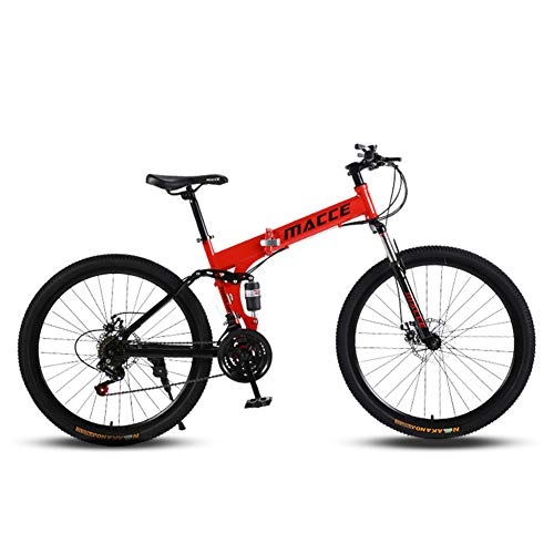 Zusammenklappbare Mountainbike : JESU Mountainbike Fahrrad Falten 24 / 26 inch Doppelscheibenbremsen Anti-Rutsch-Fahrrad, Variable Geschwindigkeit Doppelstoßdämpfung Fahrrad, Red 26 inch, 27Speed