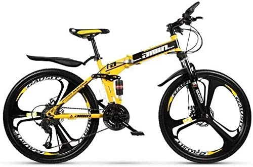 Zusammenklappbare Mountainbike : LBYLYH Mountainbike Falträder, 21 / 24 / 27 / 30-Gang-Doppelscheibenbremse Fully Anti-Rutsch, Off-Road Variable Speed ​​Rennrad, Yellow, 30 Speed