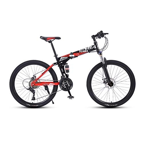 Zusammenklappbare Mountainbike : LHR Mountain-faltrad, 26-Zoll-Offroad-Fahrrad mit Variabler Geschwindigkeit doppelte stoßdämpfung einrad-Trekking-Soft-Tail-Fahrrad geeignet für Erwachsene Jugendliche, Spoke Wheel