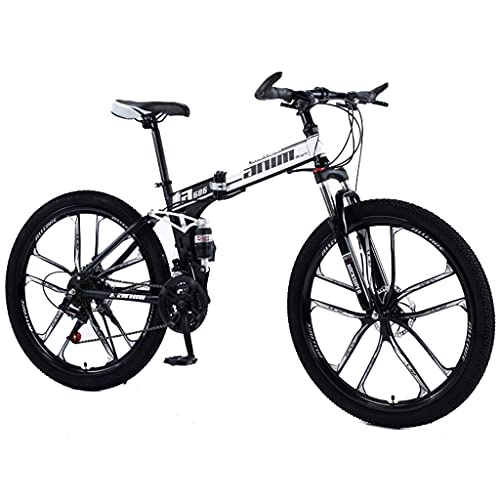 Zusammenklappbare Mountainbike : Mountainbike 21 / 24 / 27 / 30-Gang Dual-Suspension-Einzelrad-Mountainbike-Faltrad (schwarz und rot; weiß und blau; schwarz und weiß; schwarz und gelb)