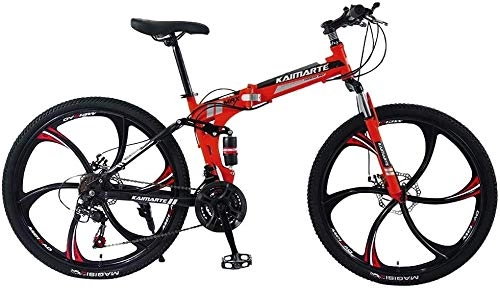 Zusammenklappbare Mountainbike : Mountainbike Erwachsene Mountain Bikes, 26in Carbon Steel 21-Gang-Fahrrad for Alle Menschen ZHAOSHUNLI (Color : Red)