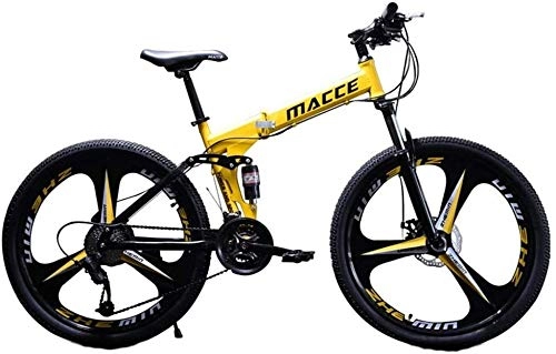 Zusammenklappbare Mountainbike : Mountainbike Erwachsene Mountain Bikes, 26in Carbon Steel 21-Gang-Fahrrad-Gebirgsfahrrad - Männer Schnell Falten ZHAOSHUNLI (Color : Yellow)
