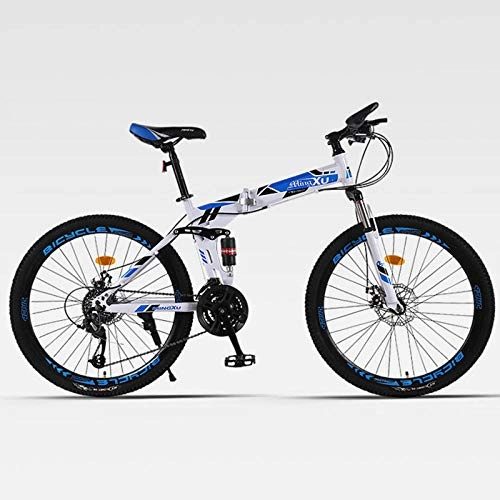 Zusammenklappbare Mountainbike : Mountainbike Folding Speichenrad Double Shock Absorber Adult Cross-Country Männer und Frauen Vier Farben Optional-blau 21speed