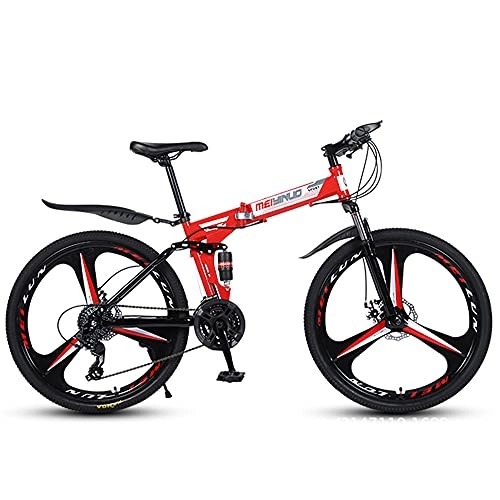 Zusammenklappbare Mountainbike : MSG ZY Faltbares Mountain Bike, Rahmen aus kohlenstoffhaltigem Stahl, 26", 24-27 Geschwindigkeiten All-Terrain-Fahrrad, 3-Speichen-Rad, MTB-Fahrrad mit doppelter Federungs-Doppelscheibenbremse