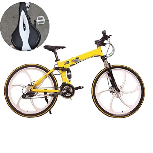 Zusammenklappbare Mountainbike : NXX 20 Zoll vollgefedertes MTB Fahrrad Scheibenbremse Mountainbike Fahrrad für Männer Frauen Jungen Mädchen, 7 Geschwindigkeiten Shimano Antrieb, Gelb