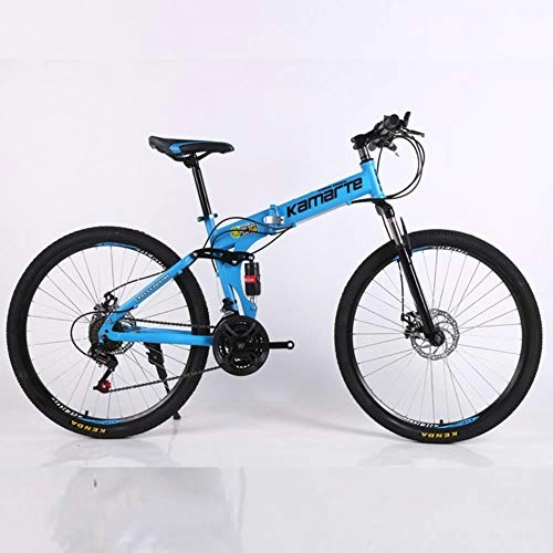 Zusammenklappbare Mountainbike : Pakopjxnx 27 Speed Bike Adult Wheel  Mountain Bicycle Folding, 24 inch Blue
