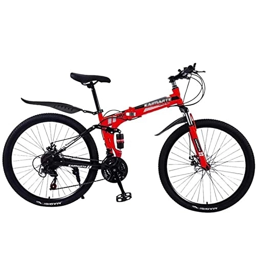 Zusammenklappbare Mountainbike : QCLU 24-Zoll- faltendes Mountainbike, leichte Mini-Faltrad-Fahrrad-Erwachsener-Studenten- Fahrrad kleines tragbares Fahrrad (Color : Red)