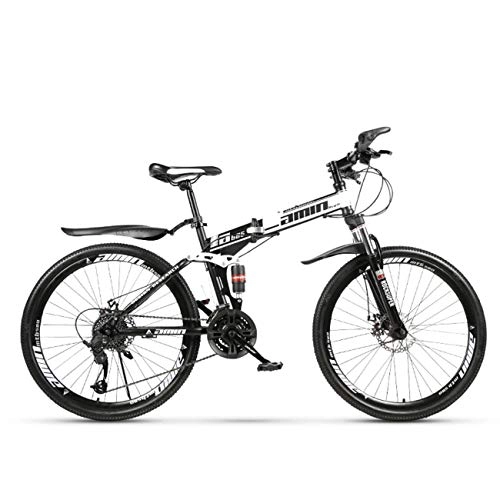 Zusammenklappbare Mountainbike : QXue 26 Zoll Mountainbike Faltbares Rennräder Variable Geschwindigkeit Doppelt Scheibenbremse Herren-Damen-Fahrrad, Weiß, 21 Speed