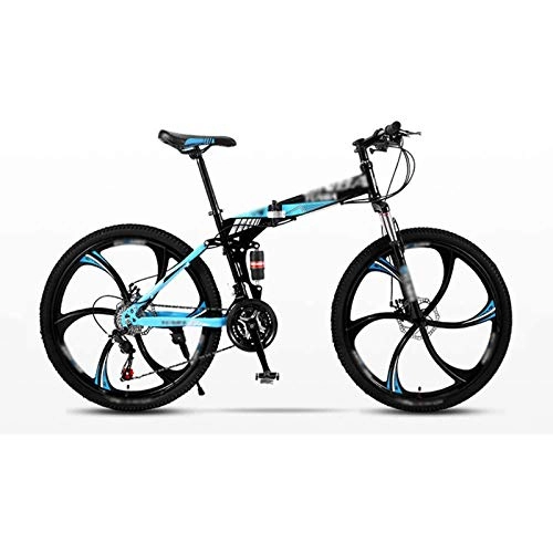 Zusammenklappbare Mountainbike : S-1 Unisex 27 Fahrrad Mit Variabler Geschwindigkeit Tragbares, Leichtes Faltbares Mountainbike Stoßdämpfer Kohlenstoffstahlrahmen 24-Zoll-Rad Erwachsene Kinder, Blau