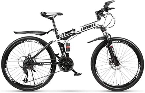 Zusammenklappbare Mountainbike : Suge 26-Zoll Doppel-Folding Fahrrad Folding Mountain Bike Stodmpfer Off-Road Biking Folding Fahrrad MTB, Schwarz, 30 Geschwindigkeit