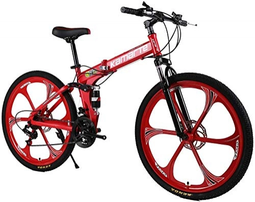 Zusammenklappbare Mountainbike : TongN Folding Fahrrad-Gebirgsfahrrad Erwachsene 26 Zoll 21 Geschwindigkeits Shock Doppelscheibenbremsen: Student Fahrrad Sturm Bike Folding Auto (Color : Red)