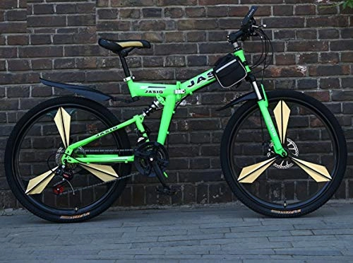 Zusammenklappbare Mountainbike : Upscale Erwachsene mnnliche und weibliche Fahrrad 24 Zoll VTT Student Fahrradschalt stoabsorbierenden Plattenlaufwerk gefaltet Mountainbike Bis (Color : Green)