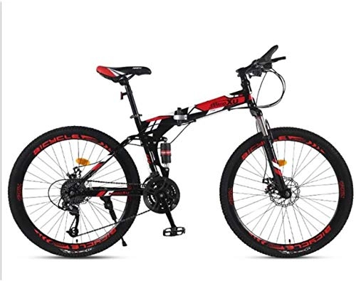 Zusammenklappbare Mountainbike : Wandbild 26-Zoll-21-Gang Berg Bikedual Scheibenbremse High Carbon Stahl Frameadult Folding Bicycleoff-Strae mit Variabler Geschwindigkeit im Freien Fahrrad BMX Bike (Color : Red)