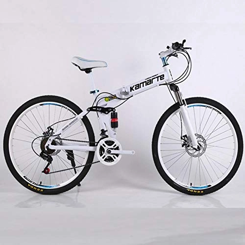 Zusammenklappbare Mountainbike : WYN Folding Bicycle Cheap Adult Double disc Mountain Bike Spoke Wheel Mountain Bicycle, White, 24 inch
