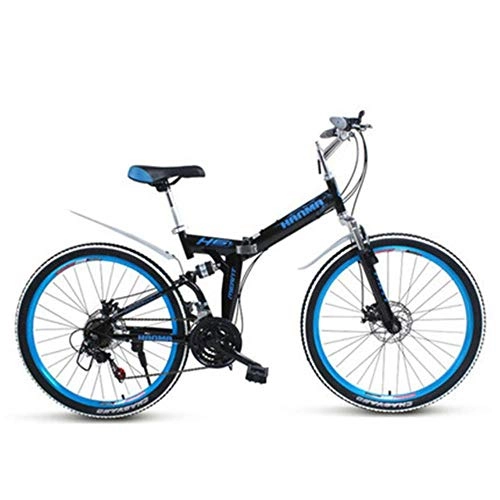 Zusammenklappbare Mountainbike : WYN Folding Mountain Bicycle  Front and Rear Mechanical Disc Brakes Double for Adult Students, 24 Inch 21 Speed