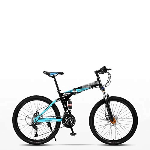 Zusammenklappbare Mountainbike : XGYUII Tragbares 27-Faches Fahrrad Mit Variabler Geschwindigkeit Leichtes Faltbares Stoßdämpfer-Mountainbike-Rahmen Aus Kohlenstoffstahl Mit 24-Zoll-Rad Unisex Adult Children, Blau