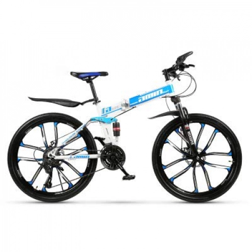Zusammenklappbare Mountainbike : Xiaoplay Mountainbike 21 24 27 Geschwindigkeit Off-Road Folding Stoßdämpfer Fahrrad-beweglicher Außen Übung einen.Kreislauf.durchmachenzahnrad, Blue- 27 Speed