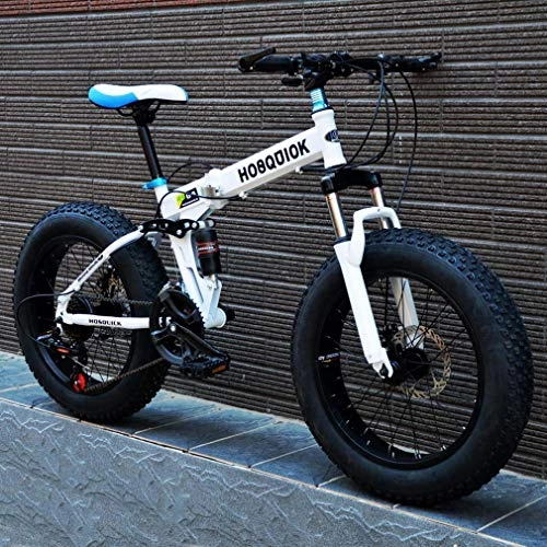 Zusammenklappbare Mountainbike : XIUYU Stärkere Fat Tire einen.Kreislauf.durchmachengebirgsfahrrad Fahrrad for Erwachsene Männer und Frauen Big Wheels Strand Snowmobile Fahrräder 26-Zoll-Räder 21speed Weiß Bike