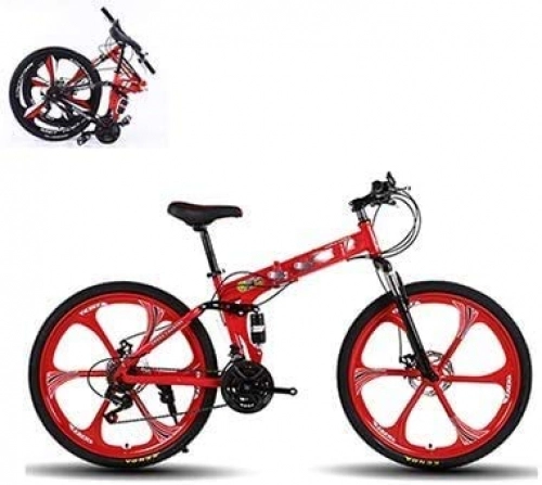 Zusammenklappbare Mountainbike : XSLY 26-Zoll-Folding Mountain Bikes BMX Bikes Box High Carbon Stahl Mountainbike-Erwachsene Fahrrad-Way Out of Autobahn (Color : Rot)