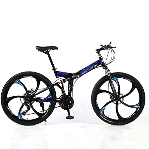 Zusammenklappbare Mountainbike : YUKM Das Sechs-Speichen-Rad Faltbare bewegliches Cross-Country Bike ist geeignet für Männer und Frauen in fünf Farben und Mountainbikes mit DREI-Gang-Conversion, Blau, 26 inch 27 Speed