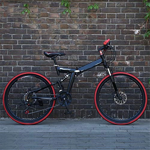 Zusammenklappbare Mountainbike : Zhangxiaowei Fahrräder Overdrive Hardtail Mountainbike 24 / 26 Inch 21 Geschwindigkeit Folding Schwarz-Zyklus mit Scheibenbremsen, 26 inch