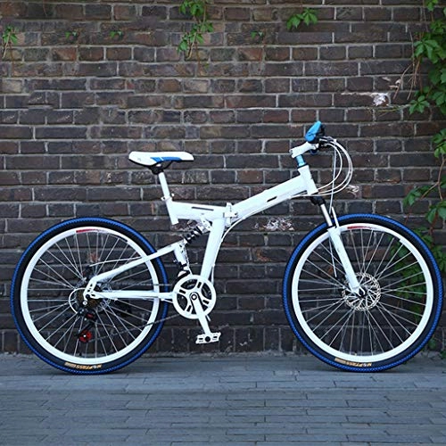 Zusammenklappbare Mountainbike : Zhangxiaowei Fahrräder Overdrive Hardtail Mountainbike 24 / 26 Inch 21 Geschwindigkeit Folding Weiß-Zyklus mit Scheibenbremsen, 26 inch