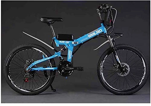 Zusammenklappbares elektrisches Mountainbike : CLOTHES Elektrisches Mountainbike, Elektro-Fahrrad Folding Lithium-Batterie Berg elektrisches Fahrrad Erwachsener Transport Auxiliary 48V Batterie-Auto, Fahrrad (Color : Blue, Size : 48V20AH)
