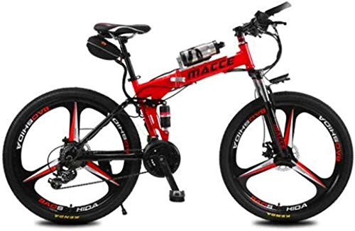 Zusammenklappbares elektrisches Mountainbike : CLOTHES Elektrisches Mountainbike, Elektro-Fahrrad-Lithium-Batterie Folding Mountain Bike Adult einzelnes Rad Wasserflasche beweglich und bequem Macht, Rot, Ausdauer 20km6.8A, Fahrrad