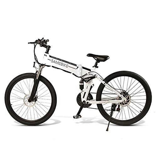 Zusammenklappbares elektrisches Mountainbike : DuraB E-Bike, Elektrisches Mountainbike, 26 Zoll Mountainbike für Erwachsene 500W 48V 10AH Elektrofahrrad Moped Speichenrand Klapp Ebike (Weiß)