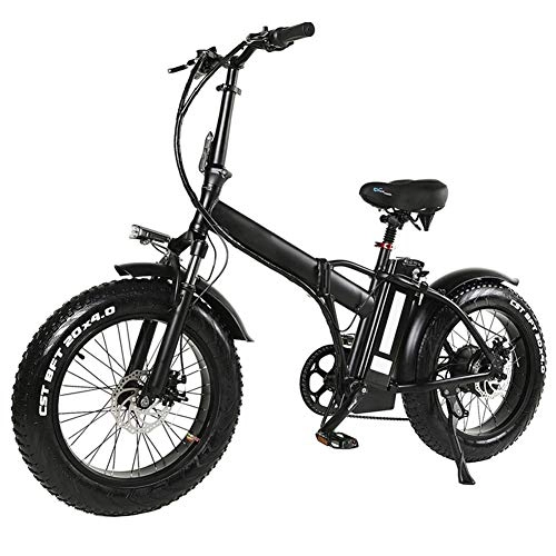 Zusammenklappbares elektrisches Mountainbike : Elektro-Fahrrad Folding Mountain Bike für Erwachsene, 20 Zoll mit abnehmbarem 48V Lithium-Ionen-500W High Speed ​​Motor, 7 Gang-Schaltung, 4, 0-Zoll-Reifen, Unterstützung Tempomat, Horn, Anti-Diebstahl