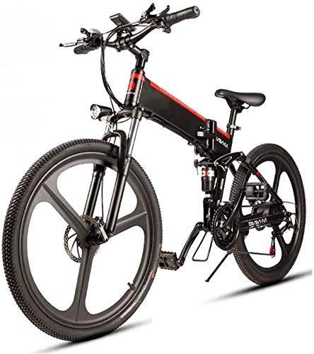 Zusammenklappbares elektrisches Mountainbike : Elektrofahrrad, 26 '' E-Bike Elektrisches Fahrrad for Erwachsene 350W Motor 48V 10.4AH Abnehmbare Lithium-Ionen-Batterie 32km / h Mountainbike 21-Level-Schicht unterstützt, Fahrrad
