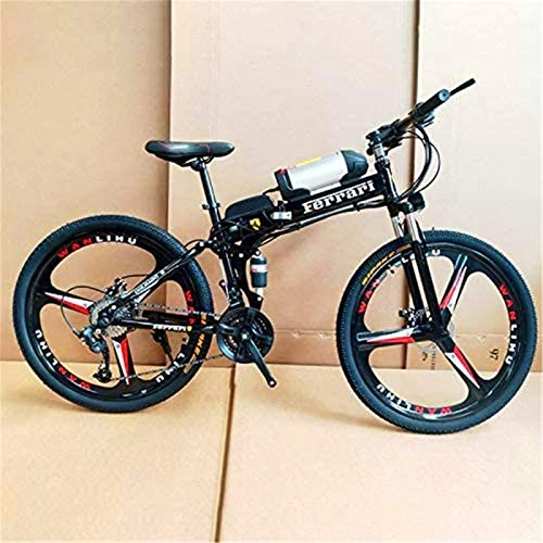 Zusammenklappbares elektrisches Mountainbike : Elektrofahrrad, Elektrische Fahrräder für Erwachsene, 360W Aluminiumlegierung Ebike-Fahrrad Abnehmbare 36V / 8AH Lithium-Ionen-Batterie Mountainbike / Pendel Ebik, Fahrrad (Color : Black)