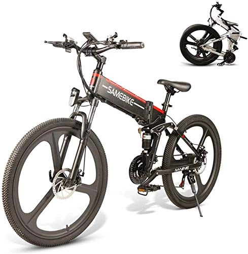 Zusammenklappbares elektrisches Mountainbike : Elektrofahrrad, Elektro-Mountainbike for Erwachsene 26" Rad Folding Ebike 350W Aluminium-elektrisches Fahrrad for Erwachsene mit abnehmbarem 48V 10AH Lithium-Ionen-Akku 21 Geschwindigkeit Gears, Fahrr