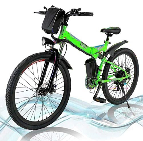 Zusammenklappbares elektrisches Mountainbike : Faltbares E-Bike, 36V 250W Elektrofahrräder, 8A Lithium Batterie Mountainbike, 26 Zoll Große Kapazität Pedelec mit Lithium-Akku und Ladegerät P