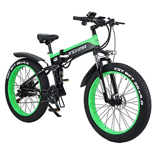 Zusammenklappbares elektrisches Mountainbike : JNWEIYU Elektrofahrrad klappbares für Erwachsene 1000W elektrisches Fahrrad, Folding Mountainbike, Fat Tire 48V 12.8AH