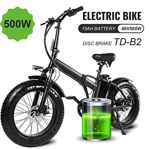 Zusammenklappbares elektrisches Mountainbike : martes E Bike Fettreifen 20 * 4"mit 48V 15Ah Lithium-Ionen-Batterie 500W Motor, City Mountain Fahrradverstärker 100-120KM