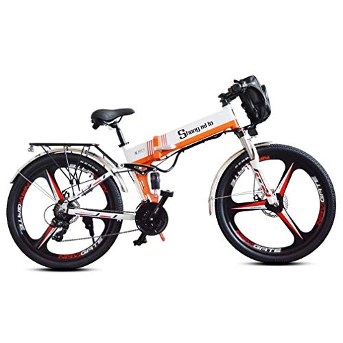 Zusammenklappbares elektrisches Mountainbike : Qinmo Elektro-Fahrrad, 26 Zoll Electric Mountain Bike faltbar, Dual-Batterie-elektrisches Fahrrad for Erwachsene, 21 Geschwindigkeit, Motor 350W, 48V 10.4Ah wiederaufladbare Lithium-Batterie, Geschwin