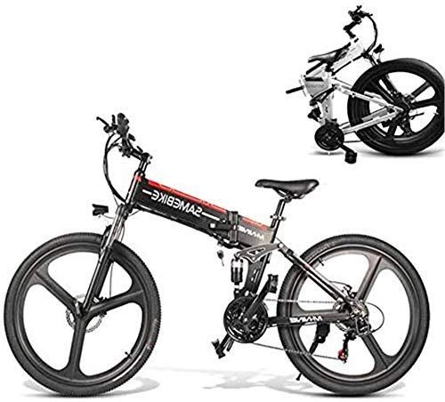 Zusammenklappbares elektrisches Mountainbike : RDJM Elektrofahrräder 350W Folding Electric Mountain Bike, 26" Electric Bike Trekking, Elektro-Fahrrad for Erwachsene mit abnehmbarem 48V 10AH Lithium-Ionen-Akku 21 Geschwindigkeit Gears