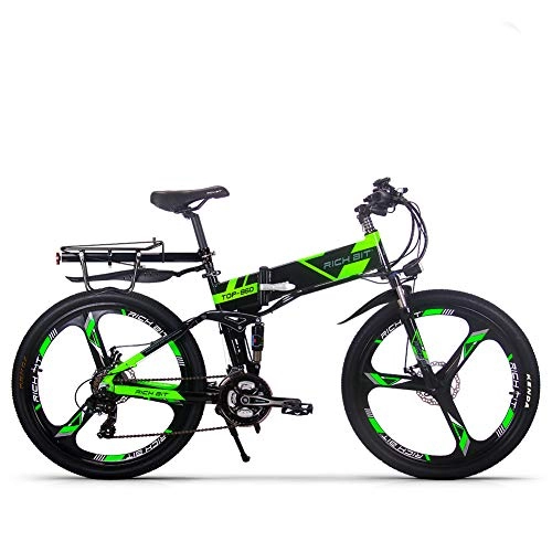 Zusammenklappbares elektrisches Mountainbike : RICH BIT RT860 Elektrofahrrad 250W * 36V * 12.8Ah Faltrad Shimano 21-Gang MTB Smart Elektrofahrrad (Grün)