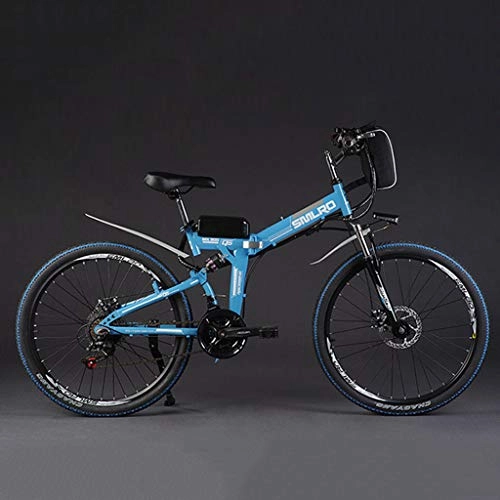 Zusammenklappbares elektrisches Mountainbike : SZPDD Mountainbike Elektro-Fahrrad 36V350W 8Ah Leistungsstarke Elektro-Fat Bike Lithium-Batterie Off Road Bike, Blau, 24inch