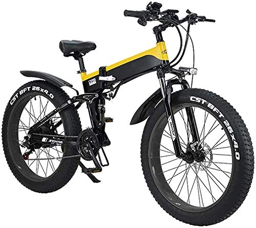 Zusammenklappbares elektrisches Mountainbike : XINHUI Elektrische Schnee-Fahrrad, Erwachsener Falten 26-Zoll-Elektro-Mountainbike, 21 / 7 Geschwindigkeit Variable Geschwindigkeit Elektrische Fahrrad mit 500 Watt Watt Motor